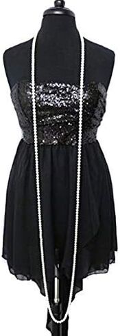 عقد نسائي طويل بطول 90، 96 بوصة من اللؤلؤ الزجاجي الصناعي 1920 من الخرز الزعنفة العنقودية الطويلة in Kuwait