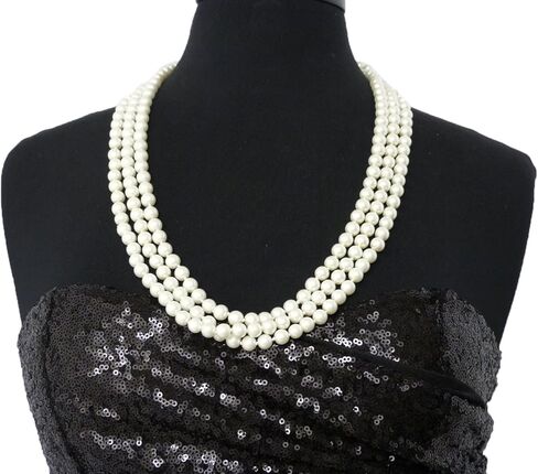 عقد نسائي طويل بطول 90، 96 بوصة من اللؤلؤ الزجاجي الصناعي 1920 من الخرز الزعنفة العنقودية الطويلة in Kuwait