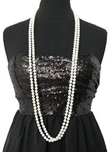 عقد نسائي طويل بطول 90، 96 بوصة من اللؤلؤ الزجاجي الصناعي 1920 من الخرز الزعنفة العنقودية الطويلة in Kuwait