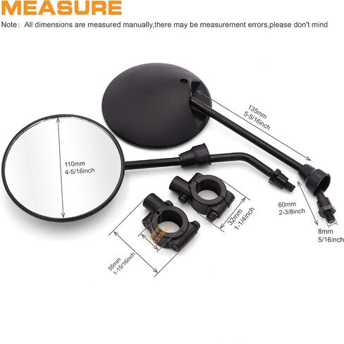 موتور الجانب مرايا الرؤية الخلفية قابل للتعديل ل ث/7/8 "المقود جبل 8 مللي متر محول ل دراجة هوائية جبلية دراجة نارية الترابية دراجة ATV in Kuwait