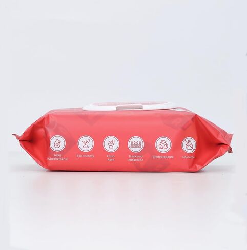 B.B. Klean Flushable Baby Wipes | Hypoallergenic | Sensitive Skin | Thick & Absorbent | Durable | Unscented | 99.9% Water | Eco-Friendly | 80 Wipes Inside (4) in Saudi Arabia