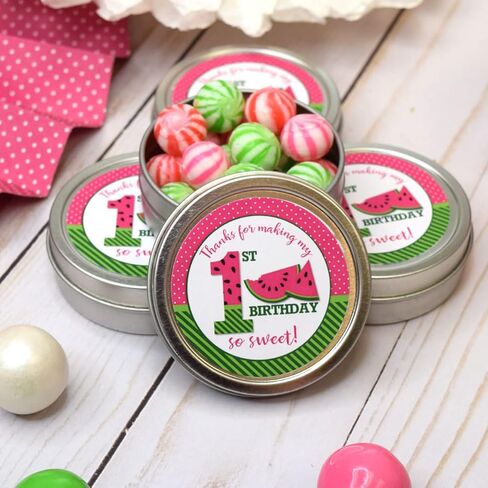 Pink Watermelon 1st Birthday Party Thank You Sticker Labels, 40 2" Party Circle Stickers by AmandaCreation, Great for Party Favors, Envelope Seals & Goodie Bags in Saudi Arabia