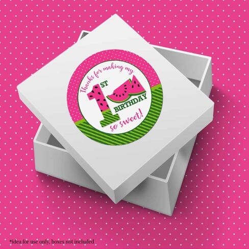Pink Watermelon 1st Birthday Party Thank You Sticker Labels, 40 2" Party Circle Stickers by AmandaCreation, Great for Party Favors, Envelope Seals & Goodie Bags in Saudi Arabia
