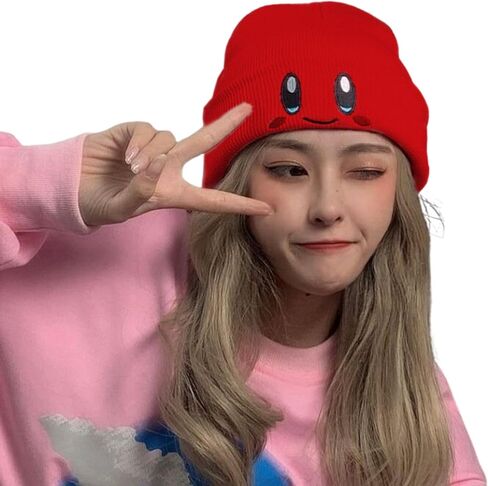 Kirby Beanie Adult Size Anime Hat Accessory Kawaii, Medium-Large (RED) in Kuwait