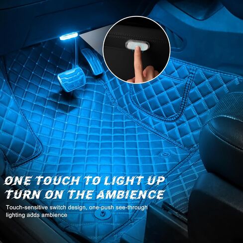 2 PCS Wireless Led Lights for Car Interior, 7 Colors Magnetic Auto Ambient Light with 6 Bright LED Lamp Beads, USB Rechargeable Vehicle Led Night Light, Car Accessories (Blue) in Saudi Arabia