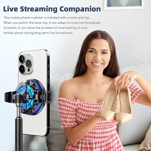 مبرد الهاتف الخليوي، مشعاع الهاتف المحمول، مروحة تبريد الهاتف RGB، تبريد أشباه الموصلات، شاحن لاسلكي مغناطيسي، لهاتف iPhone 12، 13، 14، 15 Pro Max Phone Gaming Live Streaming in Kuwait