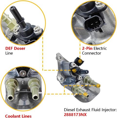 DEF Doser Diesel Exhaust Fluid Injector w/Stainless Steel DEF Line Connector | Fit for Cummins ISX ISC ISL QSC QSL Engines | OE# 0444043034, 13322, 2888173, 2888173NX, A030P707 in Saudi Arabia