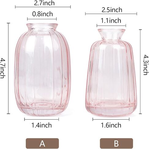 Pink Vase for Single Flowers Small Vases Set of 2, Family Decoration,Study,Desk,Vase Decoration,Office Gifts (Pink) in Kuwait