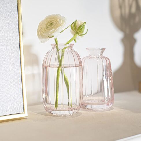 Pink Vase for Single Flowers Small Vases Set of 2, Family Decoration,Study,Desk,Vase Decoration,Office Gifts (Pink) in Kuwait