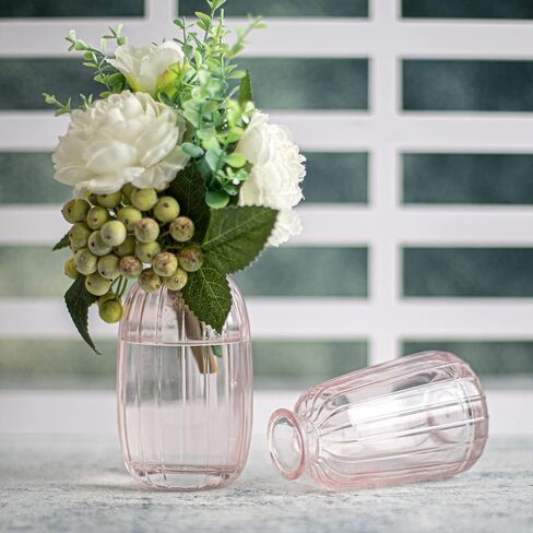 Pink Vase for Single Flowers Small Vases Set of 2, Family Decoration,Study,Desk,Vase Decoration,Office Gifts (Pink) in Kuwait