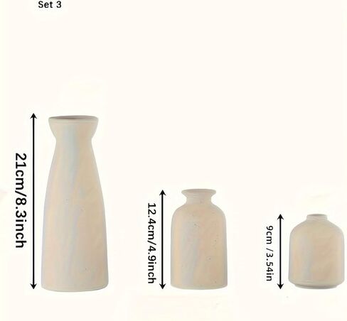 Distressed Ceramic Vase Set of 3, Modern Bohemian Farmhouse Home Decor, Pampas Grass Dried Flowers Vases for Living Room, Dining Room, Bedroom, Kitchen, Bathroom, Office, Entryway (Beige) in Saudi Arabia