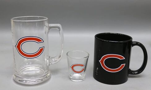 HUNTER CHICAGO BEARS 3 Piece Team Logo COFFEE MUG/SHOT GLASS/Glass BEER MUG Set in Saudi Arabia