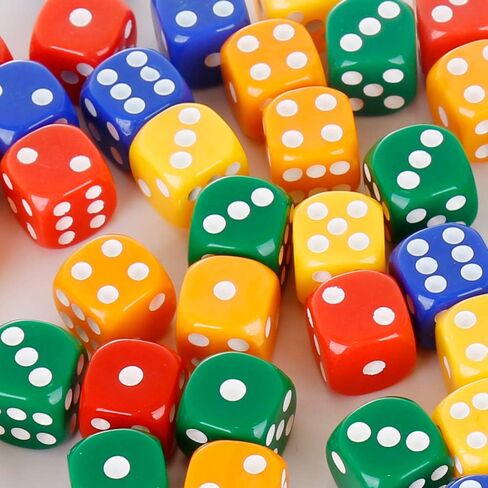 ShellKingdom 100pcs Multicolor Game Dice Set with Round Corner, 16mm Colorful Dice for Party Favors (Multi Colors) in Saudi Arabia