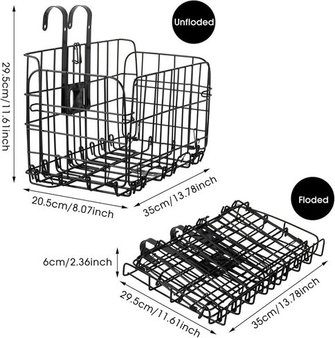 2PACK سلة دراجة أمامية قابلة للطي، سلة شحن للدراجة، حقيبة أمامية قابلة للإزالة رف خلفي سلة معلقة للدراجة، سلال إطار دراجة قابلة للطي للنساء والرجال، ملحقات الدراجة الجبلية in Kuwait