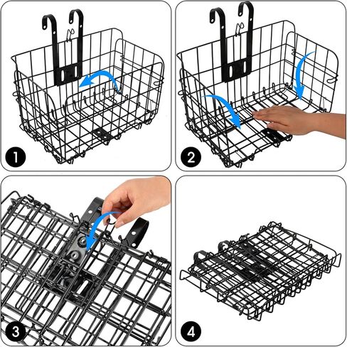 2PACK سلة دراجة أمامية قابلة للطي، سلة شحن للدراجة، حقيبة أمامية قابلة للإزالة رف خلفي سلة معلقة للدراجة، سلال إطار دراجة قابلة للطي للنساء والرجال، ملحقات الدراجة الجبلية in Kuwait