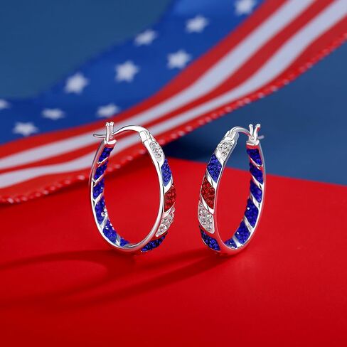 Crystal Hoop Earrings, Silver Plated Inside Out Oval Hoop Earrings For Women Sparkly Christmas Earrings Fashion Jewelry Gift in Saudi Arabia