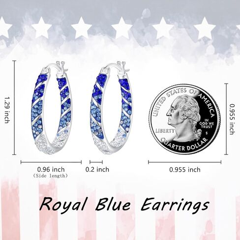 Crystal Hoop Earrings, Silver Plated Inside Out Oval Hoop Earrings For Women Sparkly Christmas Earrings Fashion Jewelry Gift in Kuwait