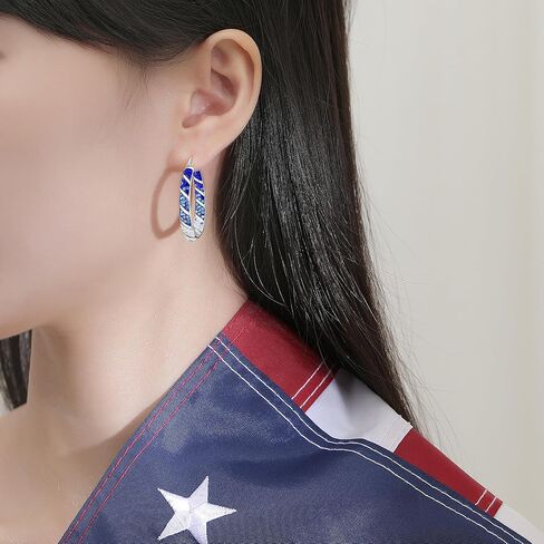 Crystal Hoop Earrings, Silver Plated Inside Out Oval Hoop Earrings For Women Sparkly Christmas Earrings Fashion Jewelry Gift in Kuwait