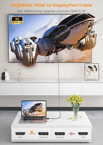 محول FOINNEX HDMI إلى DisplayPort، وليس HDMI ثنائي الاتجاه لمنفذ العرض، فقط من مخرج HDMI إلى مدخل DP 4K@60 هرتز HDMI ذكر إلى محول أنثى لمنفذ العرض للكمبيوتر، والشاشة، وPS4، وXbox، وNS in Kuwait
