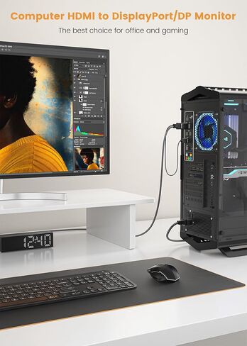 محول FOINNEX HDMI إلى DisplayPort، وليس HDMI ثنائي الاتجاه لمنفذ العرض، فقط من مخرج HDMI إلى مدخل DP 4K@60 هرتز HDMI ذكر إلى محول أنثى لمنفذ العرض للكمبيوتر، والشاشة، وPS4، وXbox، وNS in Kuwait