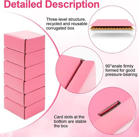 25 عبوة من صناديق الشحن للشركات الصغيرة، صناديق شحن وردية، صناديق بريد مموجة صغيرة من الورق المقوى لتغليف هدايا الأعمال الصغيرة (الحجم الداخلي 3.4 بوصة × 3.8 بوصة × 1.9 بوصة) in Kuwait
