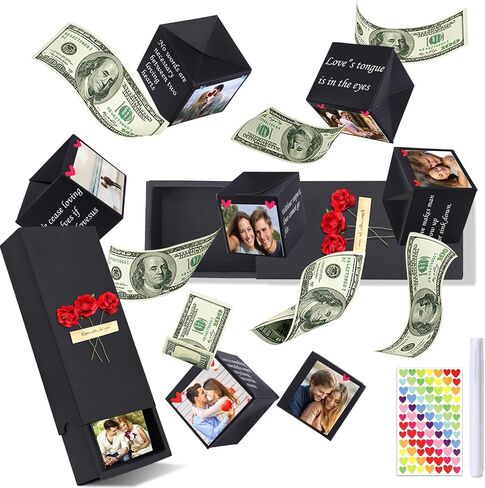 Mity rain Surprise Box Gift Box for Money, DIY Photo Explosion Gift Box with Stickers, Pop-up Surprise Gift Box for Christmas Birthday Anniversary Valentine in Saudi Arabia