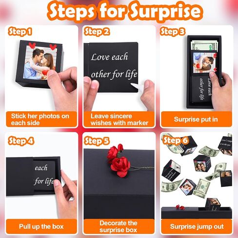 Mity rain Surprise Box Gift Box for Money, DIY Photo Explosion Gift Box with Stickers, Pop-up Surprise Gift Box for Christmas Birthday Anniversary Valentine in Saudi Arabia