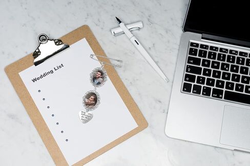 مجموعتان من باقة الزفاف، مجموعة صور ساحرة يمكنك صنعها بنفسك، طقم صنع بروش دبوس مزدوج، إطار بيضاوي مزركش، إطار صورة كابوشون من الزجاج الشفاف مع قلادة قلب ملاك لحفلات خطوبة الزفاف - النمط 2 in Kuwait