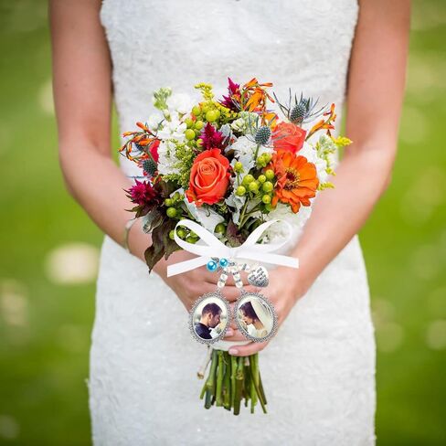 مجموعتان من باقة الزفاف، مجموعة صور ساحرة يمكنك صنعها بنفسك، طقم صنع بروش دبوس مزدوج، إطار بيضاوي مزركش، إطار صورة كابوشون من الزجاج الشفاف مع قلادة قلب ملاك لحفلات خطوبة الزفاف - النمط 2 in Kuwait