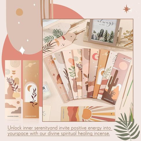 240 قطعة من أعواد البخور الطبيعية من الياسمين والورد والخزامى والشاي الأخضر والأوسمانثوس وخشب الصندل والهدايا الروحية مجموعة بخور عضوية بطيئة الاحتراق، مجموعة متنوعة من أجل الهدوء، طراز بوهو in Kuwait