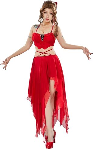 haikyuu Women Gothic Cosplay Swimsuit with Wrap Skirt Anime Two Piece Halter Bathing Suit Lace up Backless Swimwear in Saudi Arabia