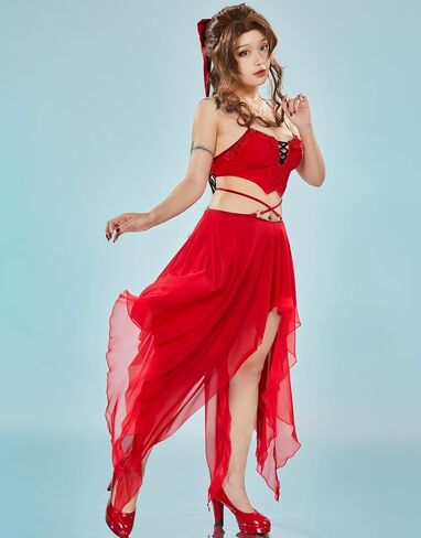 haikyuu Women Gothic Cosplay Swimsuit with Wrap Skirt Anime Two Piece Halter Bathing Suit Lace up Backless Swimwear in Saudi Arabia