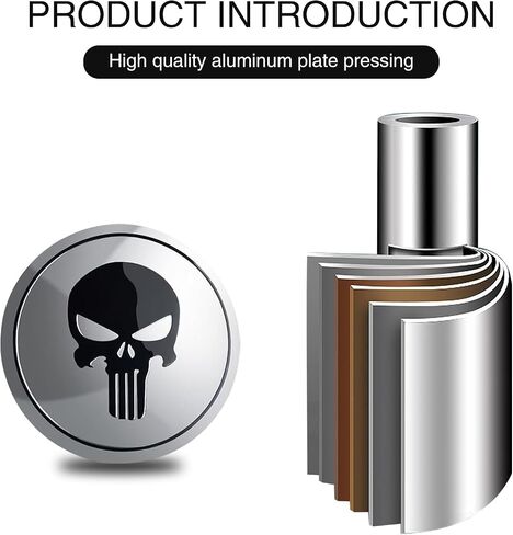 4 PCS Car Wheel Hub Decorative Sticker, 2.2" Personalized Skull Design Metal Hub Center Cover Sticker, No Punching Installation Accessories, Compatible with Most Trucks, Cars, SUVs (Black) in Saudi Arabia
