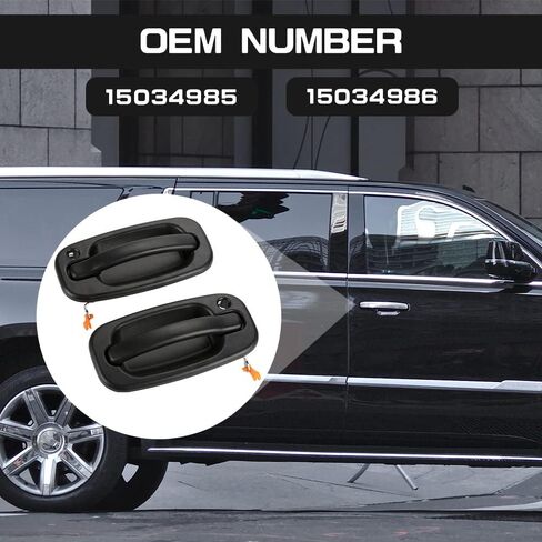 السائق الأمامي والراكب مع مقابض الأبواب الخارجية ذات فتحة المفتاح، بلاستيك أسود 15034985 15034986 لسيارة تشيفي سيلفرادو، أفالانش، سوبربان، تاهو، جي إم سي سييرا، يوكون كاديلاك إسكاليد in Kuwait