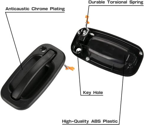 السائق الأمامي والراكب مع مقابض الأبواب الخارجية ذات فتحة المفتاح، بلاستيك أسود 15034985 15034986 لسيارة تشيفي سيلفرادو، أفالانش، سوبربان، تاهو، جي إم سي سييرا، يوكون كاديلاك إسكاليد in Kuwait