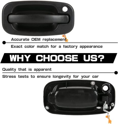 السائق الأمامي والراكب مع مقابض الأبواب الخارجية ذات فتحة المفتاح، بلاستيك أسود 15034985 15034986 لسيارة تشيفي سيلفرادو، أفالانش، سوبربان، تاهو، جي إم سي سييرا، يوكون كاديلاك إسكاليد in Kuwait
