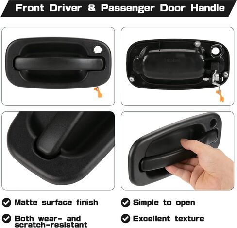 السائق الأمامي والراكب مع مقابض الأبواب الخارجية ذات فتحة المفتاح، بلاستيك أسود 15034985 15034986 لسيارة تشيفي سيلفرادو، أفالانش، سوبربان، تاهو، جي إم سي سييرا، يوكون كاديلاك إسكاليد in Kuwait