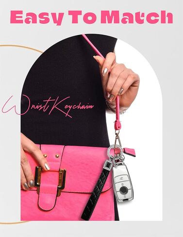 Extended Wristlet Keychain for Women Rhinestone Ring Carabiner & Horseshoe Clasp for Car Keys Rings Leather Wrist Strap in Kuwait