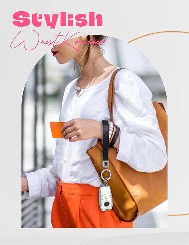 Extended Wristlet Keychain for Women Rhinestone Ring Carabiner & Horseshoe Clasp for Car Keys Rings Leather Wrist Strap in Kuwait