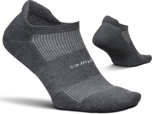 Feetures High Performance Light Cushion No Show Tab Heather Gray Size Large in Saudi Arabia