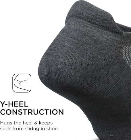 Feetures High Performance Light Cushion No Show Tab Heather Gray Size Large in Saudi Arabia