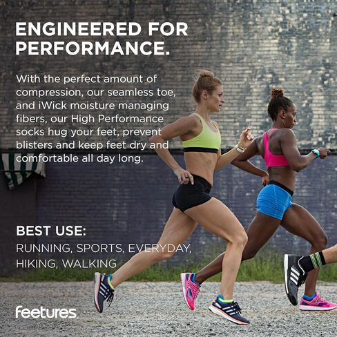 Feetures High Performance Light Cushion No Show Tab Heather Gray Size Large in Kuwait