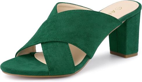 Allegra K Women's Crisscross Strap Block Heel Slide Sandals in Saudi Arabia
