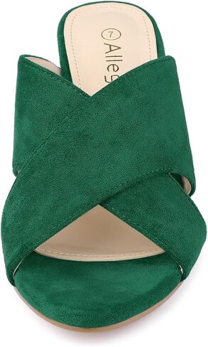 Allegra K Women's Crisscross Strap Block Heel Slide Sandals in Saudi Arabia