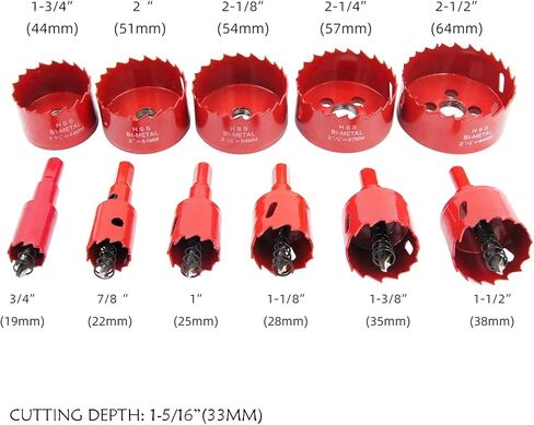 مجموعة منشار ثقب LAIWEI مجموعة منشار ثقب 11 قطعة (3/4 بوصة إلى 2-1/2 بوصة) مع مقبض ومثقاب للحفر في الخشب والبلاستيك والجدران الجافة والمعادن الناعمة وما إلى ذلك (19،22،25،28، 35,38,44,51,54,57,64) in Kuwait
