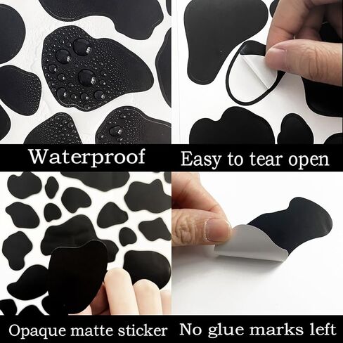 336 قطعة من ملصقات طباعة البقرة | دفاتر القصاصات|ملصقات ديكور للحوائط، ديكور حائط مطبوع عليه بقرة قابل للإزالة، ملصق لاصق ذاتي اللصق ذو بقعة سوداء، لغرفة النوم وغرفة المعيشة، مصنوعات يدوية ذاتية الصنع، ديكور حفلات بموضوع البقرة in Kuwait