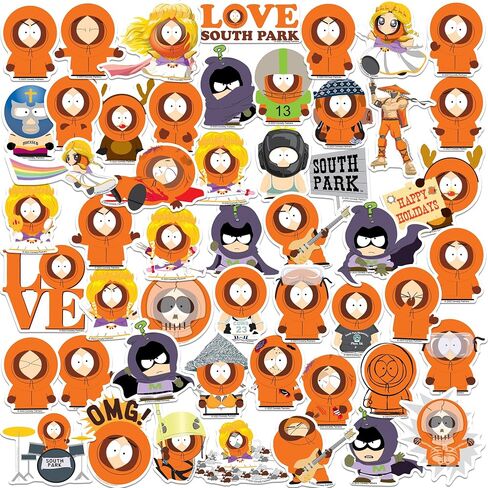 Officially Licensed South Park Kenny 50ct Vinyl Large Deluxe Stickers Variety Pack - Laptop, Water Bottle, Scrapbooking, Tablet, Indoor/Outdoor - Set of 50 in Saudi Arabia