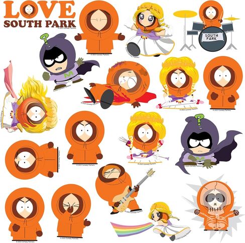 Officially Licensed South Park Kenny 50ct Vinyl Large Deluxe Stickers Variety Pack - Laptop, Water Bottle, Scrapbooking, Tablet, Indoor/Outdoor - Set of 50 in Saudi Arabia