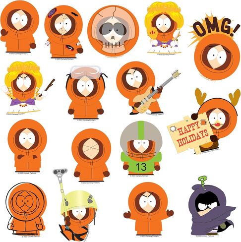 Officially Licensed South Park Kenny 50ct Vinyl Large Deluxe Stickers Variety Pack - Laptop, Water Bottle, Scrapbooking, Tablet, Indoor/Outdoor - Set of 50 in Saudi Arabia