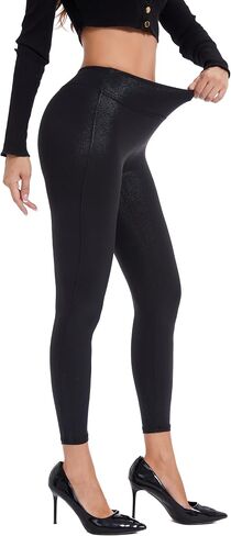 Zebaexf Women's Stretchy Faux Leather Leggings Pants High Waisted Yoga Pants for Women in Saudi Arabia